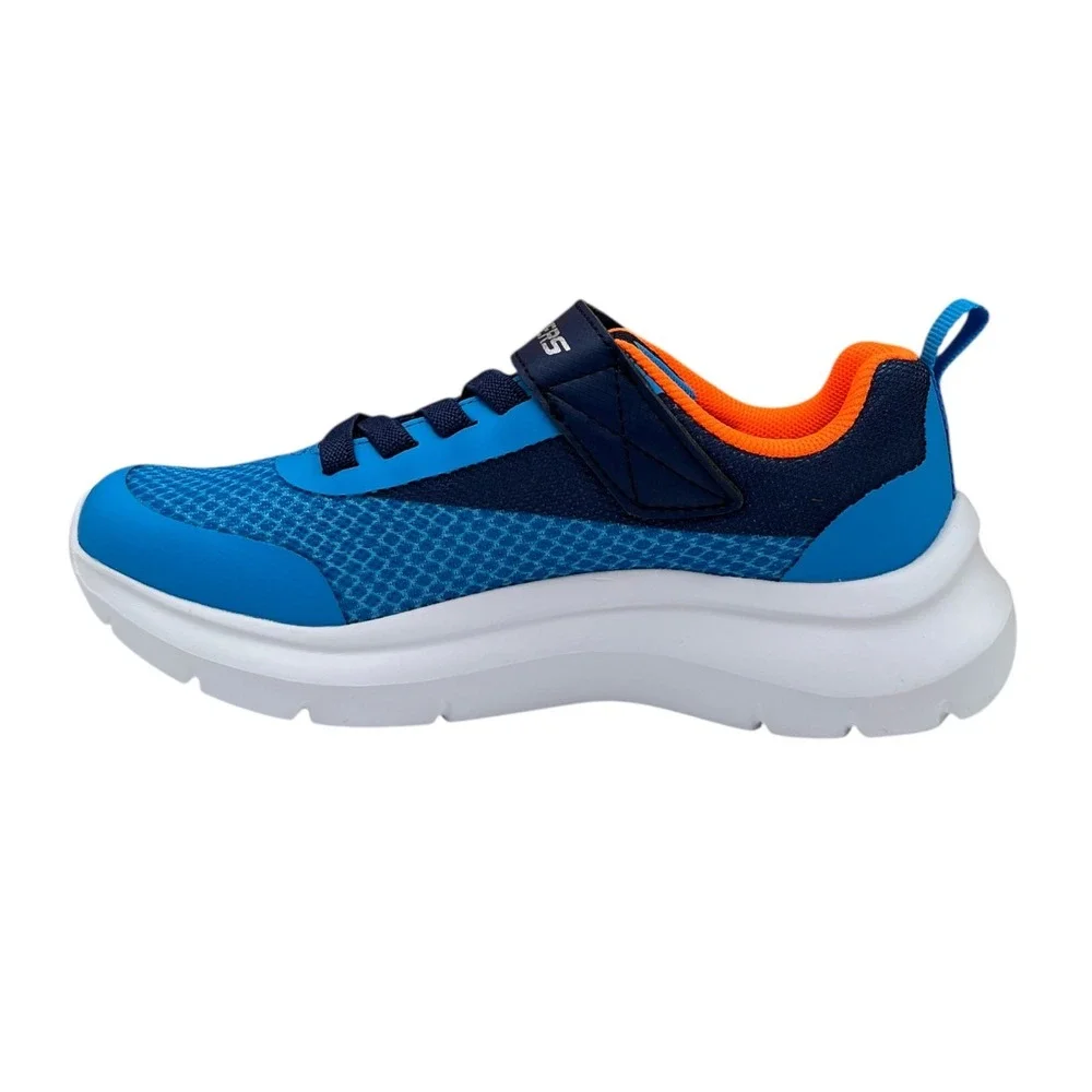 Skechers Squad Youth Boys Slip On Sneakers Size 2 Royal Navy Blue/Orange Shoes